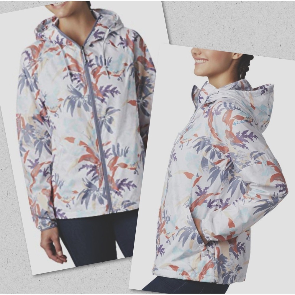 Columbia NEW ($80) Omni Shade Full Zip NEW Rain Moon Magnolia Floral Windbreaker